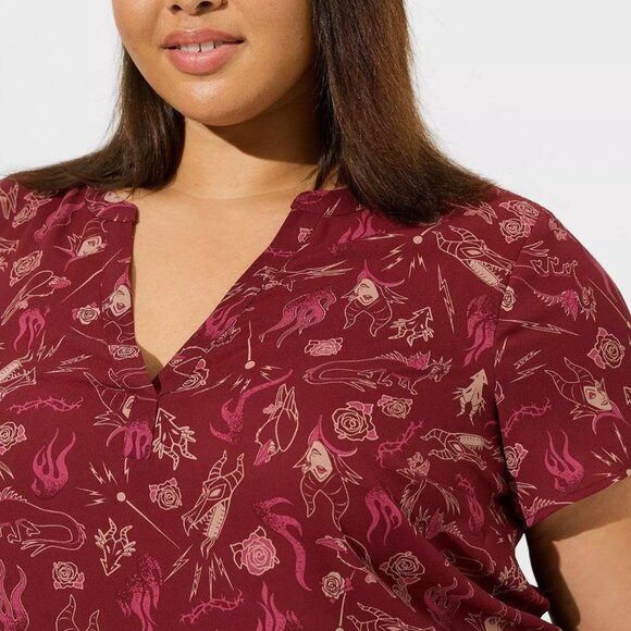 ❤️NWT VINTAGE TORRID DISNEY VILLAINS MALEFICENT GEORGETTE HIGH LOW BLOUSE PLUS - Picture 4 of 11